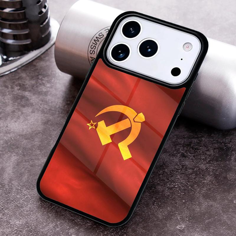 lenin Soviet Union flag Bling Cute Phone Case for iPhone 17 16 15 Pro Max Air 14 13 12 11 Plus Shockproof Capa Cover