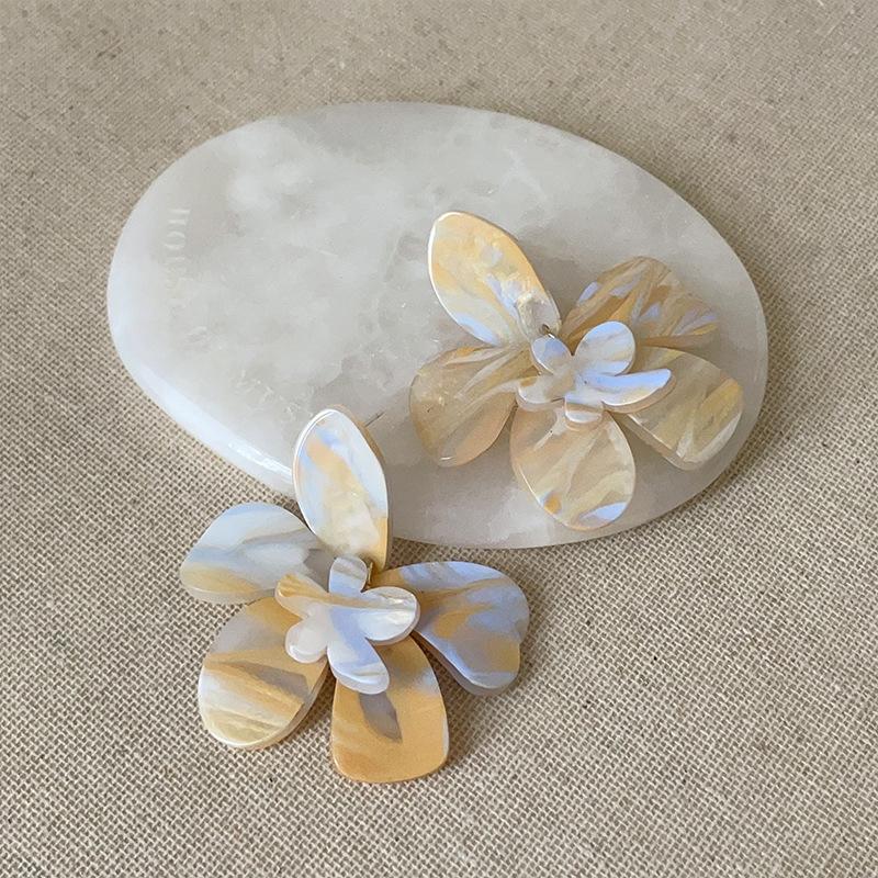 Super Fairy Ink Big Flower Stud Earrings Female Retro Niche Exaggerated Design Sense Elegant Versatile Earrings