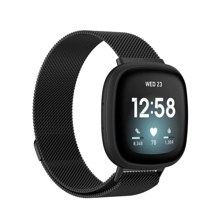 For Fitbit  Versa 4 / 3 Milanese Magnetic Metal Weave Watchband, Large Size