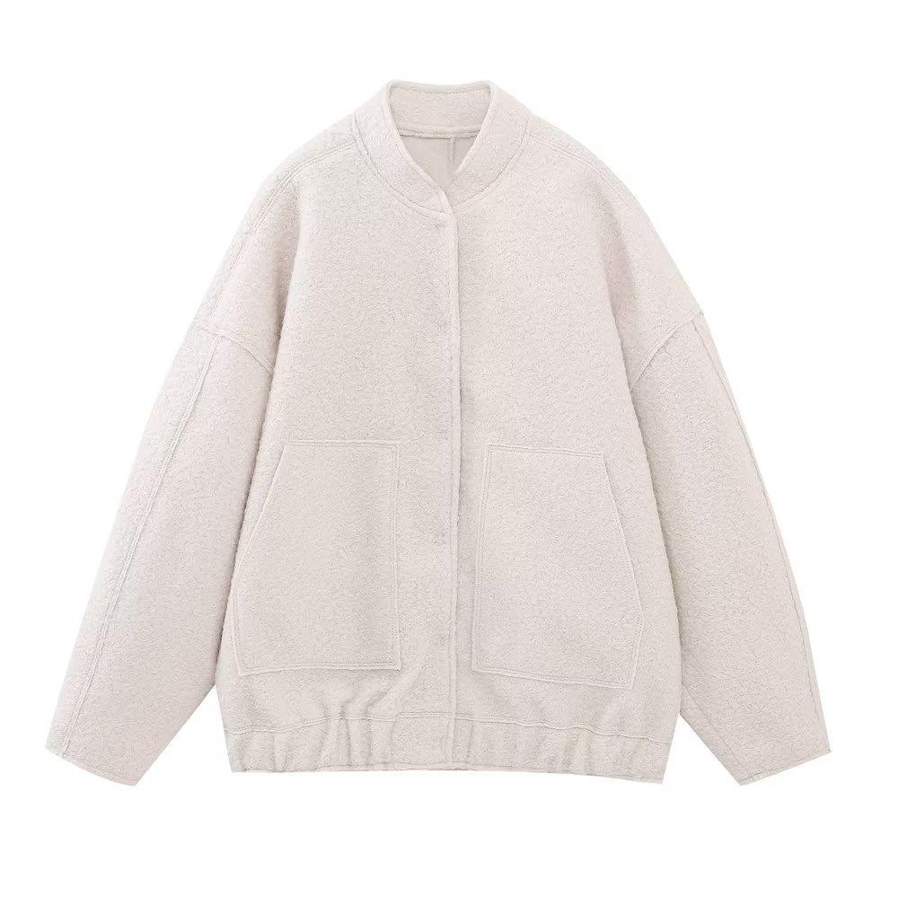 Spring New Casual Tooling Jacket Y2K Stand Collar Loose Aviator Jacket for Women