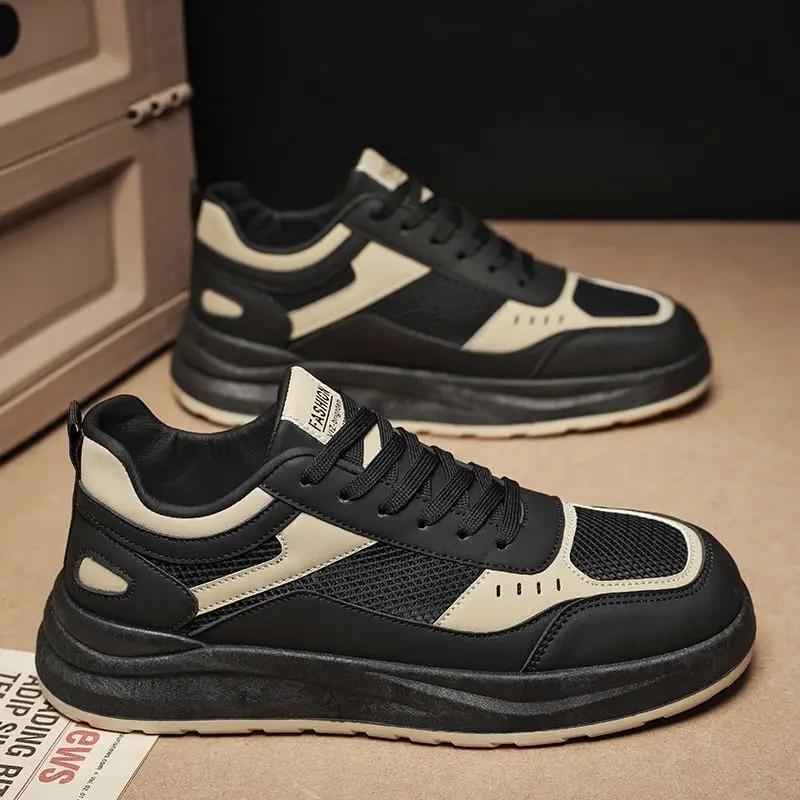 Módní tenisky s kulatou špičkou na běh pro mladé studenty, pánská obuv, síťovina, korejský styl, pohodlná pro volný čas, do práce, na chůzi, retro, ležérní obuv pro muže