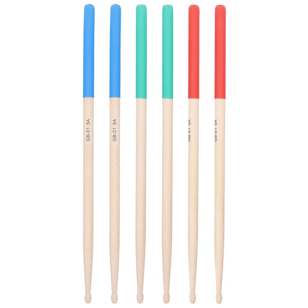3 Pairs 5A Wood Drumstick Pack Set Kit NonSlip Music Instrument Accessory for Adults Kids