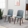 Set of 2 Modern Dining Chairs with Seat Upholstered In Synthetic Leather and Wooden Legs 47.5x57x85cm Gray