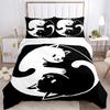 3-teiliges Yin und Yang Weißkatze und Schwarze Katze Bettbezug-Set - Weiche und Gemütliche Schlafzimmer-, Gästezimmer- und Wohnheim-Dekorative Bettwäsche 3-teiliges Set 1 Bettbezug