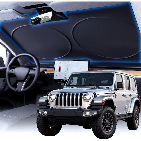 PEMOTech Windshield Sun Shade with Storage Pouch, Thickened Titanium Silver Coating Overlapping Car Window Shades, Blocks 99% Rays & Keeps Interior L(69 x35 )