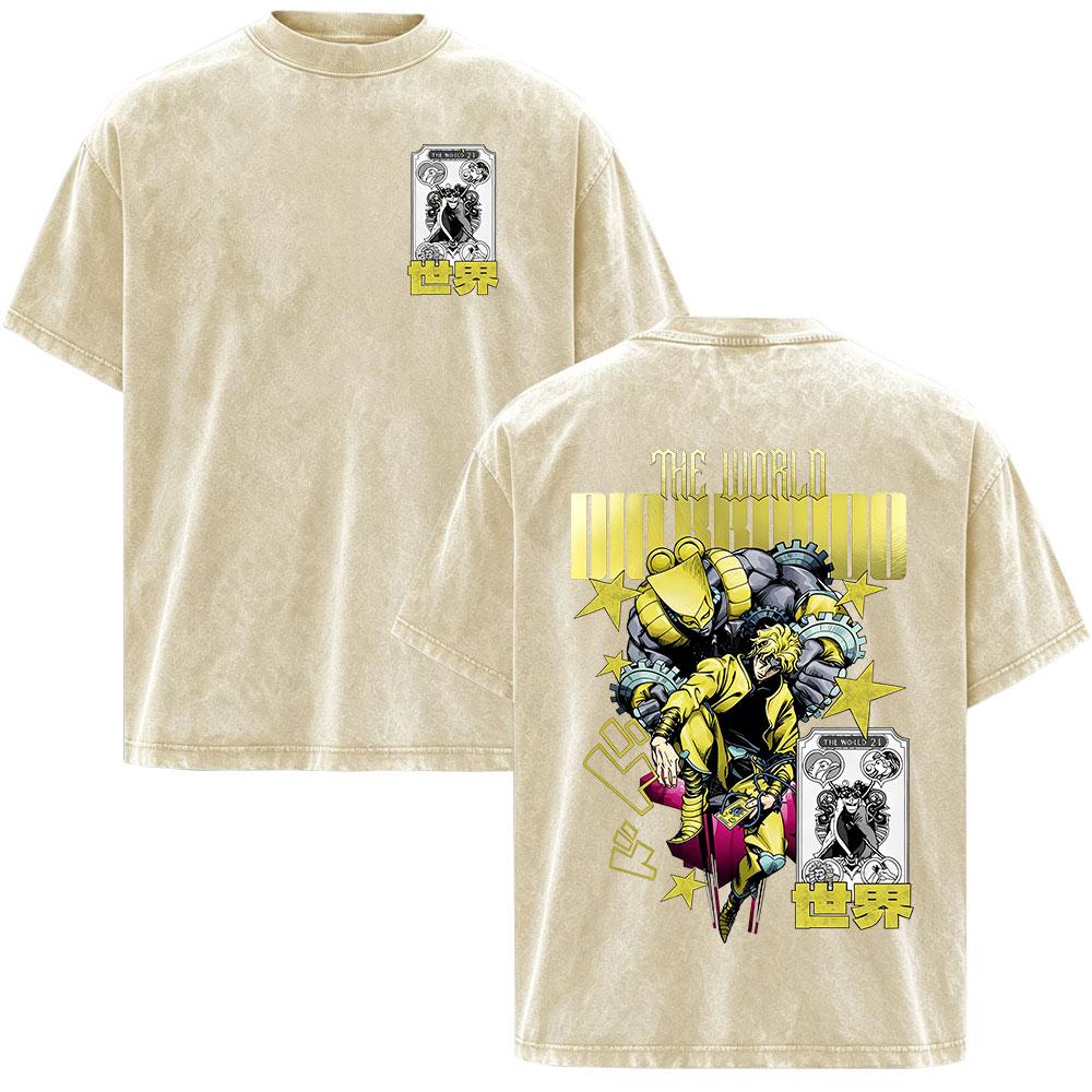 Anime JoJo Bizarre Adventure STEEL BALL RUN Johnny Joestar Magliette Vintage Lavate Uomo Donna Manica Corta Oversize Magliette