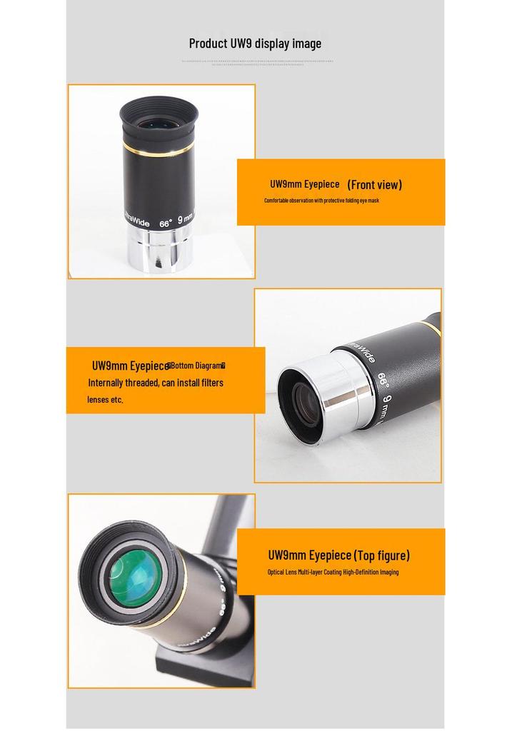 Oculaires Grand Angle 66°: 6, 9, 15, 20 mm - Accessoires de télescope pour l'observation du ciel étoilé en HD et l'observation du ciel profond