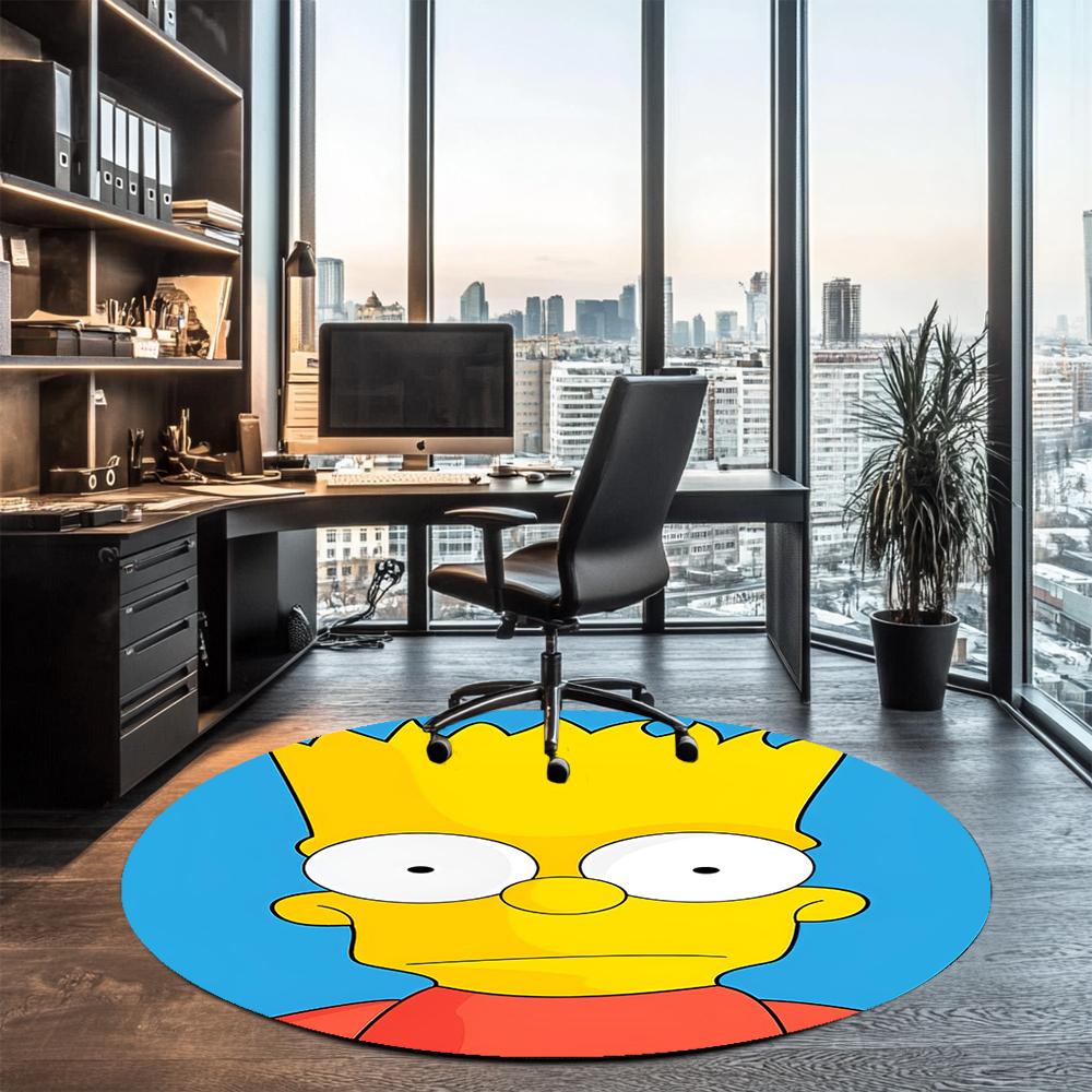 THE SIMPSONS Printed Round Rug Carpet Chair Rug Area Rug Entryway Doormats,for Office Chair Living Room Bedroom Kitchen Room.
