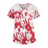 Women's Fashion V-Neck Short Sleeve With Pocket Halloween Printed T-Shirt Top