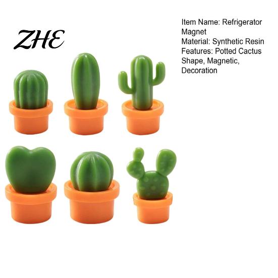 Metal Cabinet Magnets 6Pcs Potted Cactus Refrigerator Magnets, Mini Kitchen Fridge Small Magnet Magnet, Memos Notes Photos Holder, Decorative