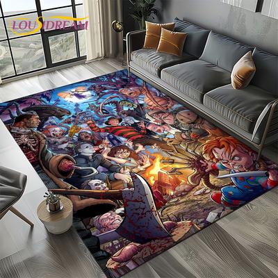 Tappeto Rug da Film Horror Chucky Pennywise Halloween Personaggio Saw per Soggiorno Camera da Letto Casa Decorazione Divano, Tappetino Antiscivolo
