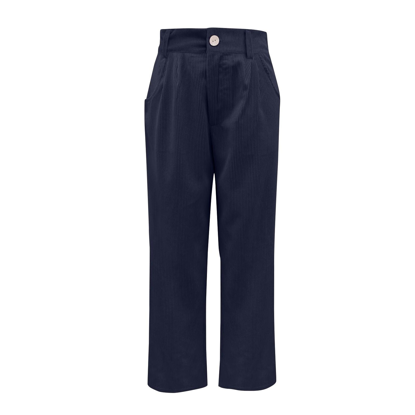 

Женские повседневные брюки с высокой талией, однотонные вельветовые свободные прямые брюки для женщин XL тёмно-синий