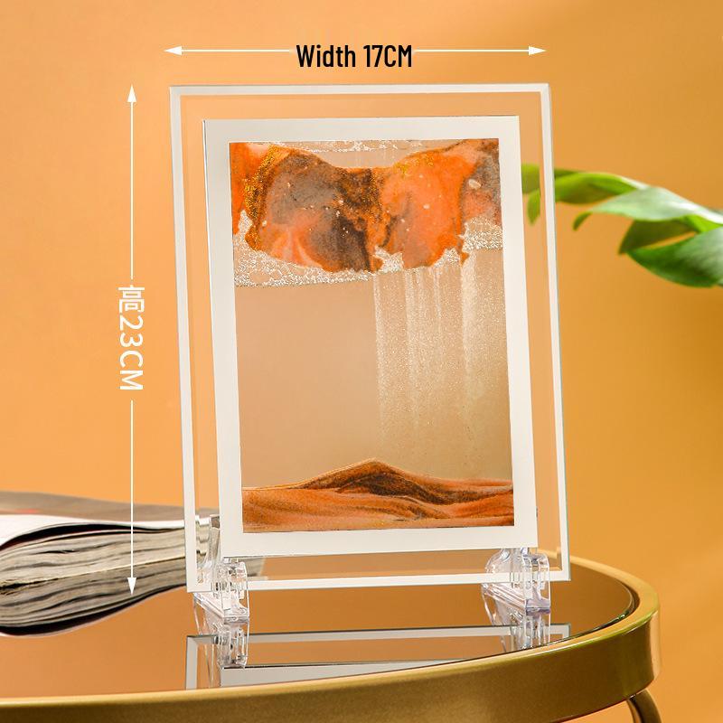 Ornament 3D Ruchomy Piasek Lustrzane Krawędzie Kwadratowy Obraz do Salonu - Szklana Dekoracja Rękodzieła Zestaw na Prezent