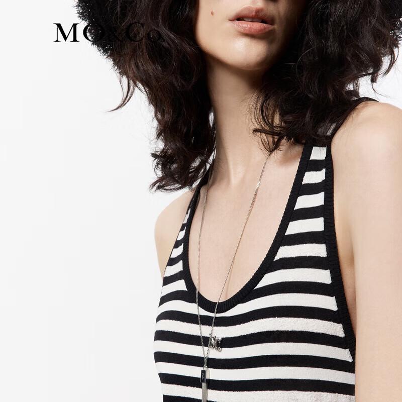 MO&Co. Striped Knit Round Neck Tank Maxi Dress
