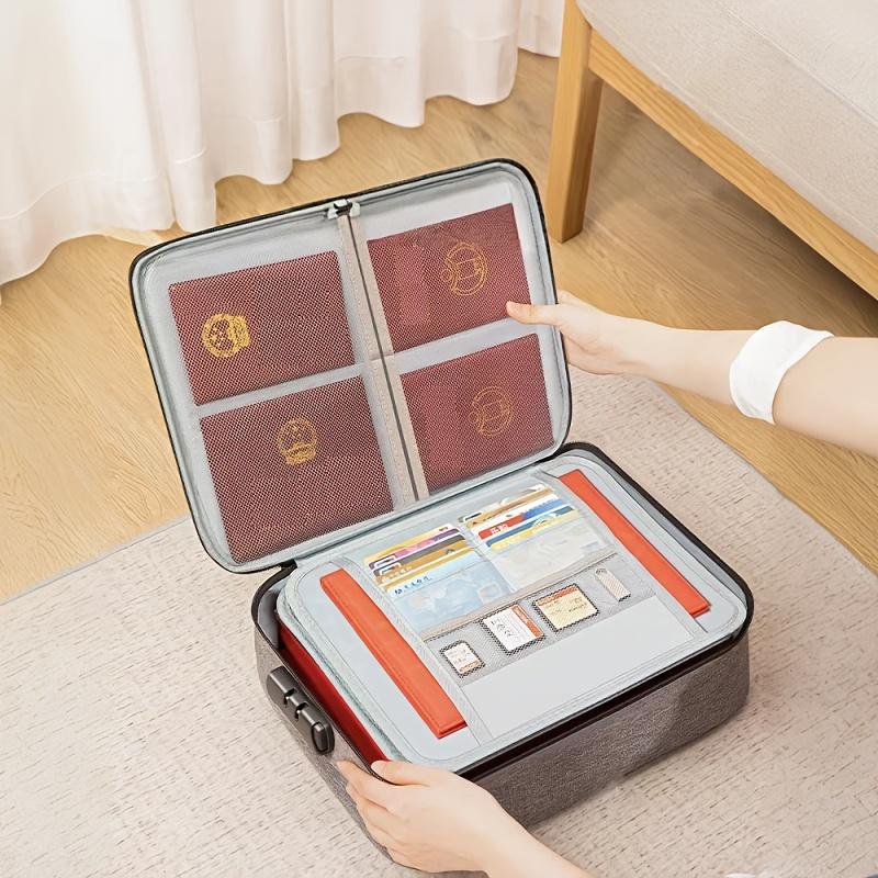 

Document Storage Bag Passport Files Lockable Folder Ticket Credit Card Certificates Bags Office Organizer Accessories Supplies серый