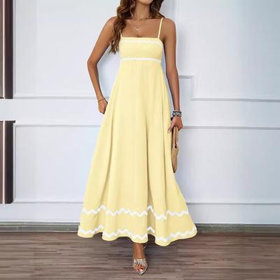 Vestido largo elegante sin tirantes con encaje de color sólido para mujer