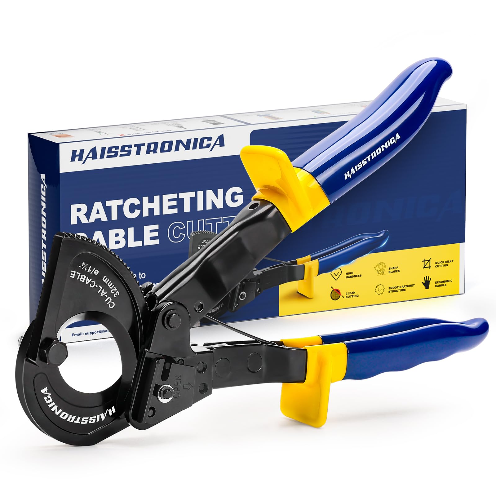 

Haisstronica Cable Cutter Ratchet Cable Cutter Heavy-duty wire cutter for cutting copper and aluminum cables up to 253.35 mm²