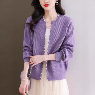 Round Neck Knitted Cardigan for Women Short Autumn Clothes New Style Exterior Style Sweater Jacket Versatile In Autumn and Winter