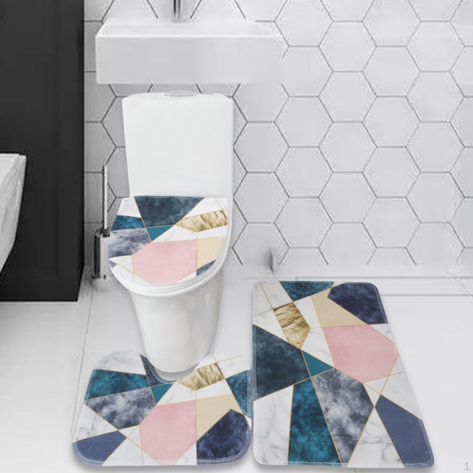 

Комплект из 3 ковриков для ванной с удобным чехлом на сиденье унитаза