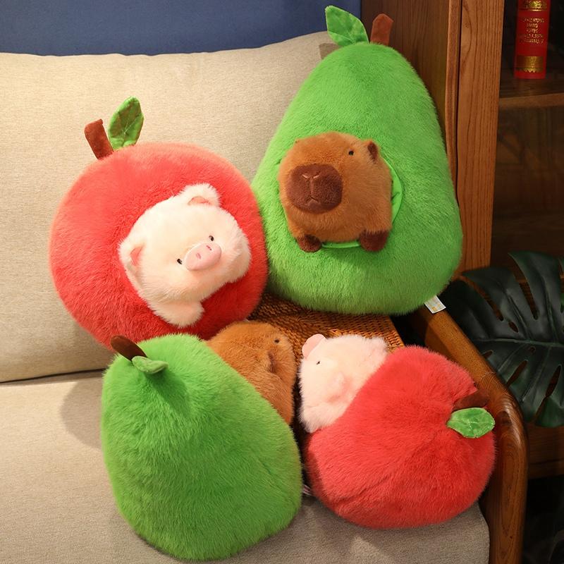 Avocado Plush Toy Capybara Doll Capibala Sleeping Pillow Big Plushie Holiday Present Cute And Charming Creative Fruit Rag Doll Cushion
