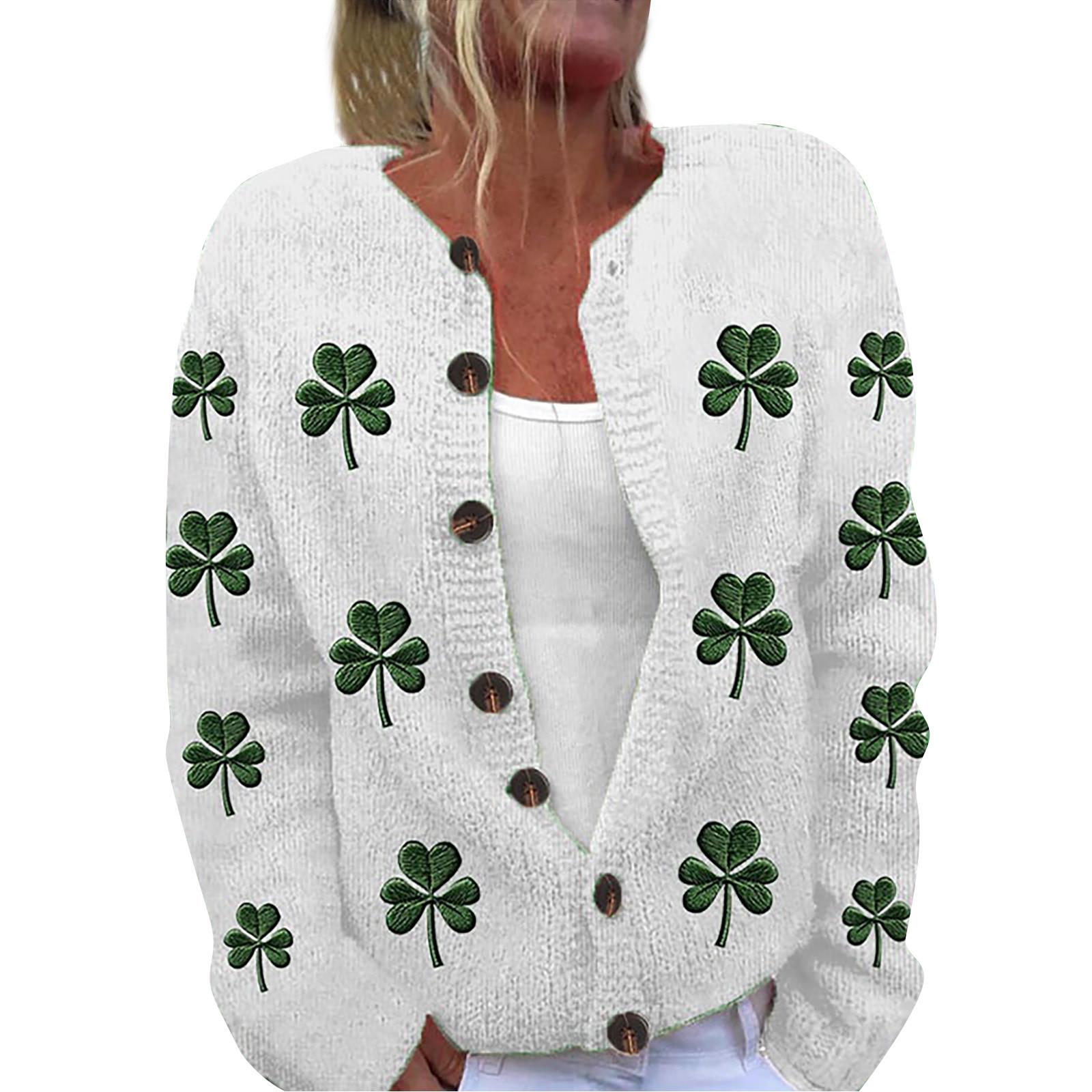 

Женская мода ул.. Вязаный кардиган с длинными рукавами и принтом Патрика на пуговицах XL белый