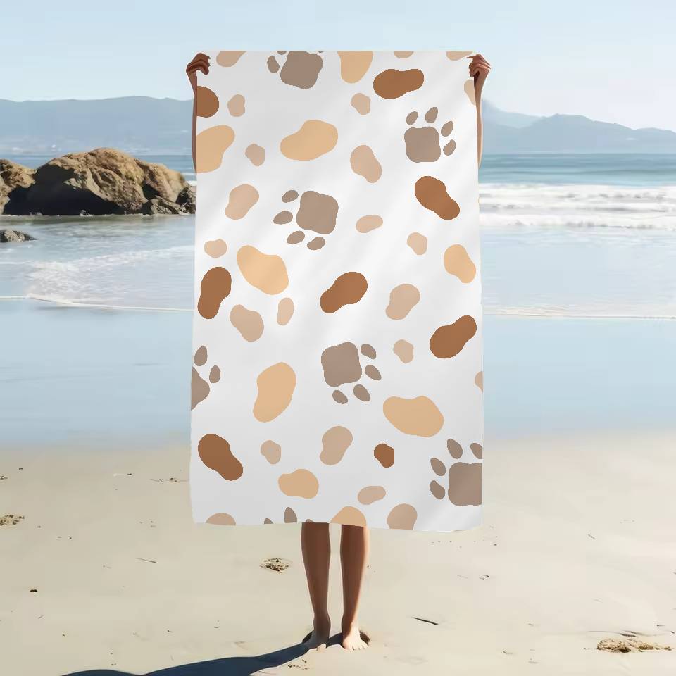 Animal Paw Print Microfiber Beach Towel Absorbent Quick Dry Soft Yoga Swimming Resort Mountain Climbing Towel