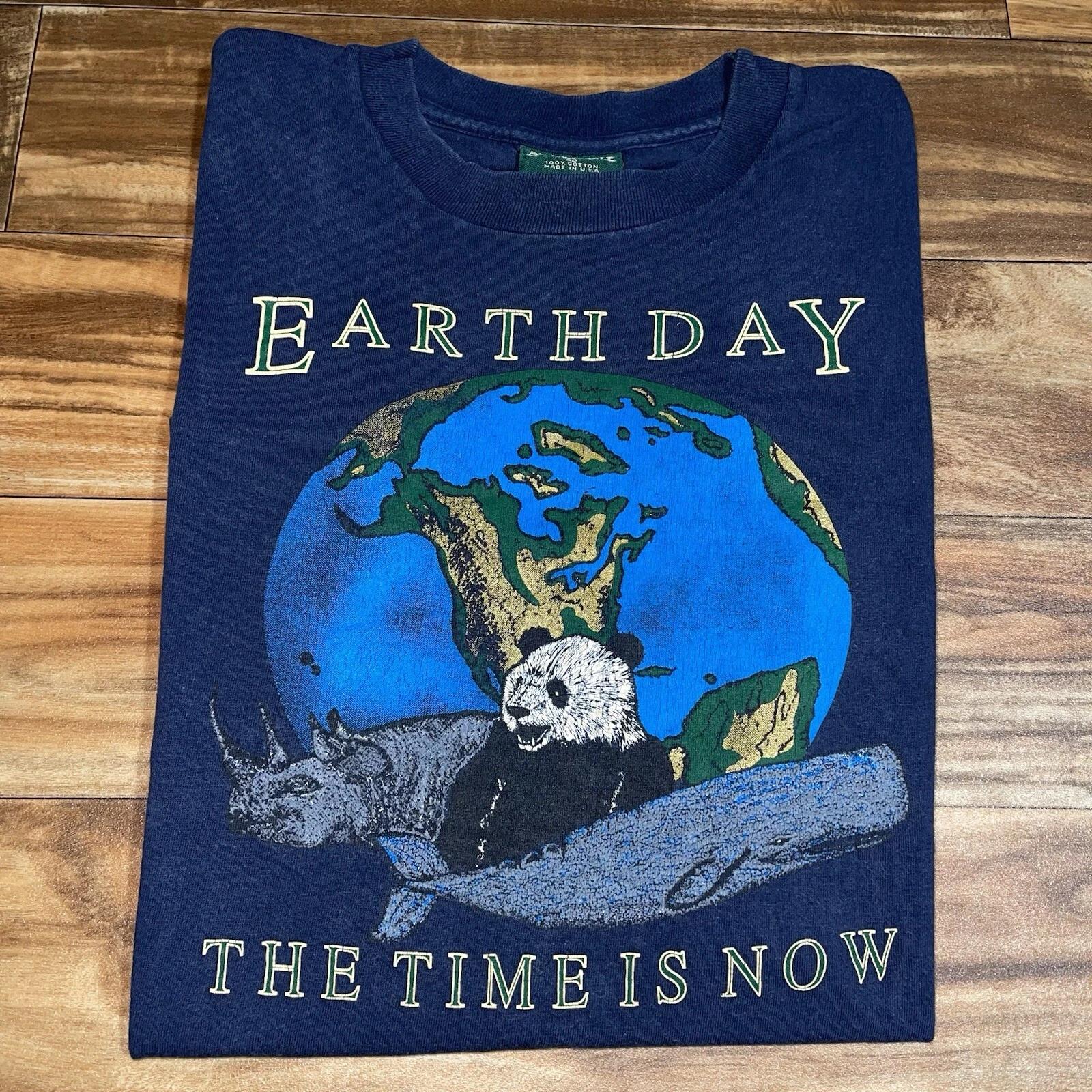 Vintage Earth Day The Time Is Now American Eagle Nature Graphic T-Shirt Sz Large 3XL