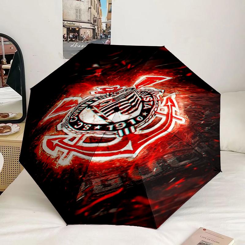 Ombrello con Emblema di Squadra di Calcio a 8 Stecche per Viaggio, Campeggio, Ombrello Leggero Portatile Casual, Essenziale per ogni Famiglia Regalo per le Vacanze