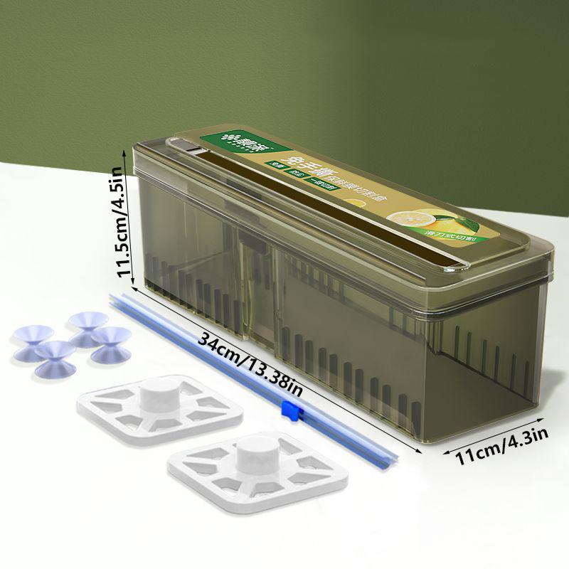 Plastic Cling Wrap Dispenser Refillable Kitchen Wrap Cutting Box with Slider Cutter for Aluminum Foil Wax Paper Cutting Box