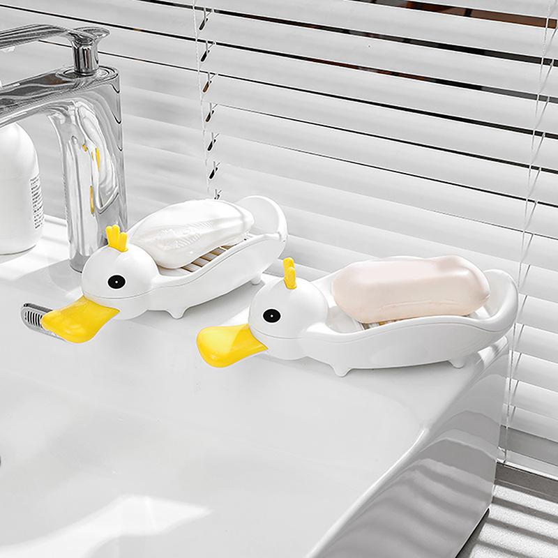 

Little Yellow Duck Soap Box Toilet Shelf Cartoon Thickened Plastic Drain Soap Box Household Creative Soap Holder
