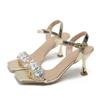 Fashion 2025 Summer Sparkling Crystal Wedding Shoes Fashionable High Heel Sandals Women's Ankle Strap Stiletto Party High Heels