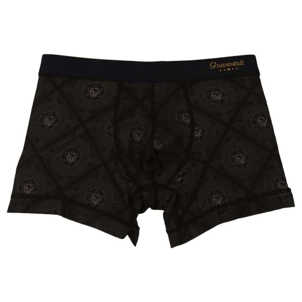 Grave Vault LANDMARK 3052372 Short Boxer Front Made in Luxury Size M Men's Briefs, Closure, Nylon, Japan, Gift, Black, Forest_Black,