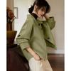 Long Sleeves Woolen Blend female Outwear Korean Large Size 4XL Woolen Short Ladies Jacket Winter Flip Collar Woolen Women Coat