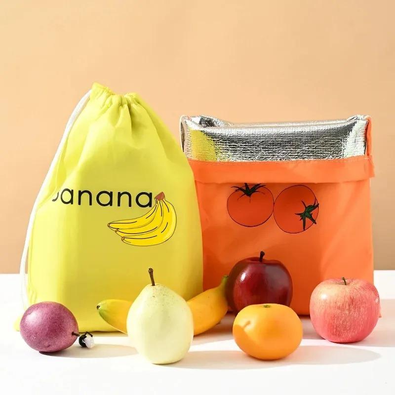 1pc/3pcs Reusable Insulated Fresh-Keeper Bag Drawstring Storage Organizer for Banana Lettuce Vegetable Fruit Fresh Keeping