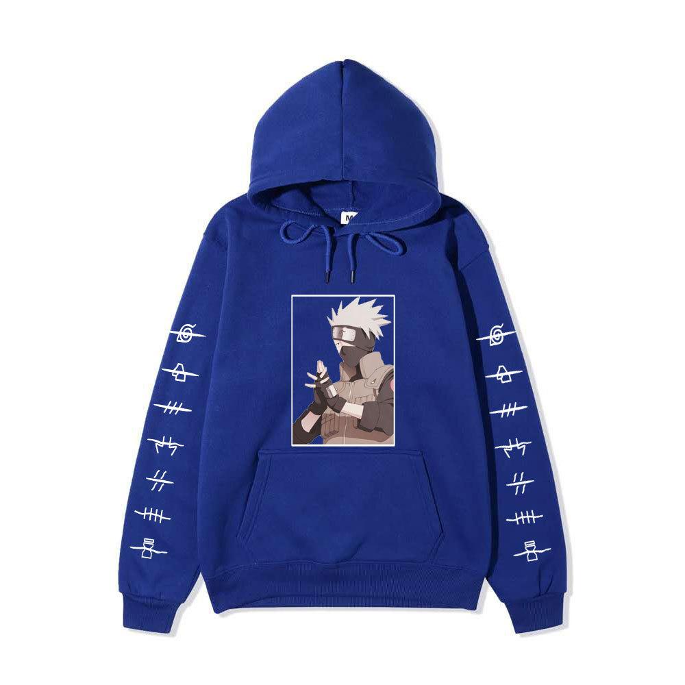 Naruto Anime Hoodie, Kakashi Graphic Sweatshirt with Ninja Village Symbols, Casual Street Hoodie for Adult Men and Women