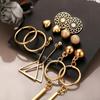 6 Pairs Women Fashion Hollow Out Geometry Fringed Ear Stud Set