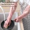 Fleece-Lined Extra-Long Waterproof Kitchen Gloves, Wear-Resistant Rubber Cleaning Gloves
