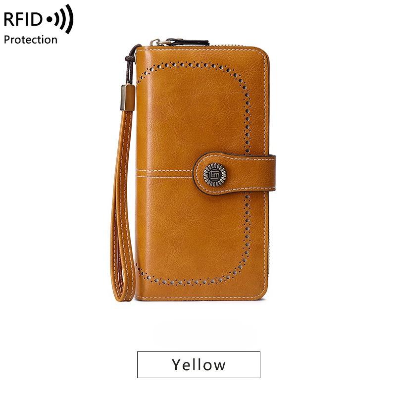 Portafoglio da donna di alta qualità Portafogli in pelle antifurto RFID per donna Porta carte da donna con cerniera lunga Pochette da donna grande