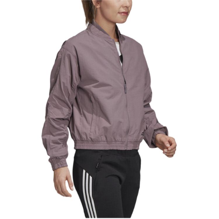 Adidas FW20 Womens Bomber Breathable Outdoor Long Sleeve Jacket Women Jacket Purple FL1836