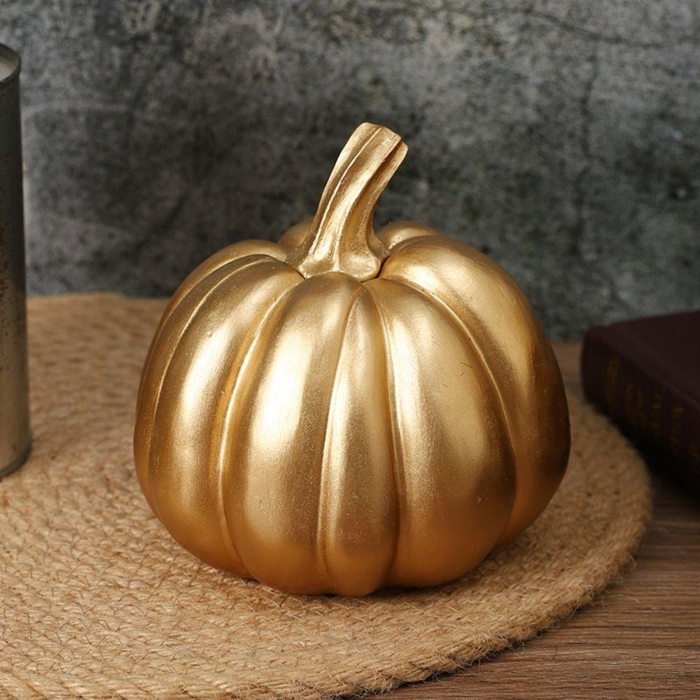 Retro Pumpkin Statue Resin Miniature Figurine Sculpture Micro Landscape Pumpkin Ornament Autumn