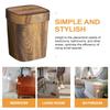 Imitation Wood Grain Trash Can Kitchen Waste Paper Basket Home Office Garbage Bin Moderate Capacity Easy Lid Stylish