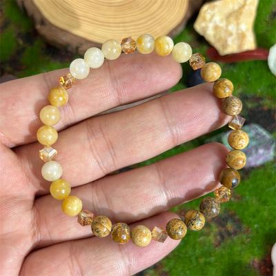 1 Citrin Naturstensarmband Främjar Rikedom och Framgång Unisex Handgjorda Smycken 6 mm