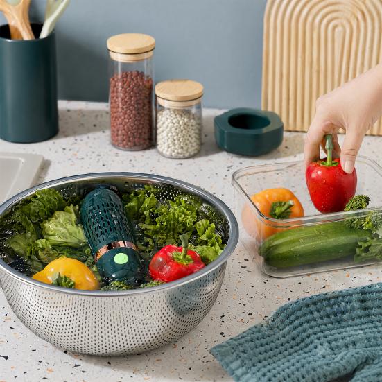 Pulitore Portatile per Frutta e Verdura, Purificatore Alimentare Impermeabile USB, Generatore di Ioni Idrossilici, Dispositivo per Lavare le Erbe Senza Strofinare, Gadget da Cucina Portatile