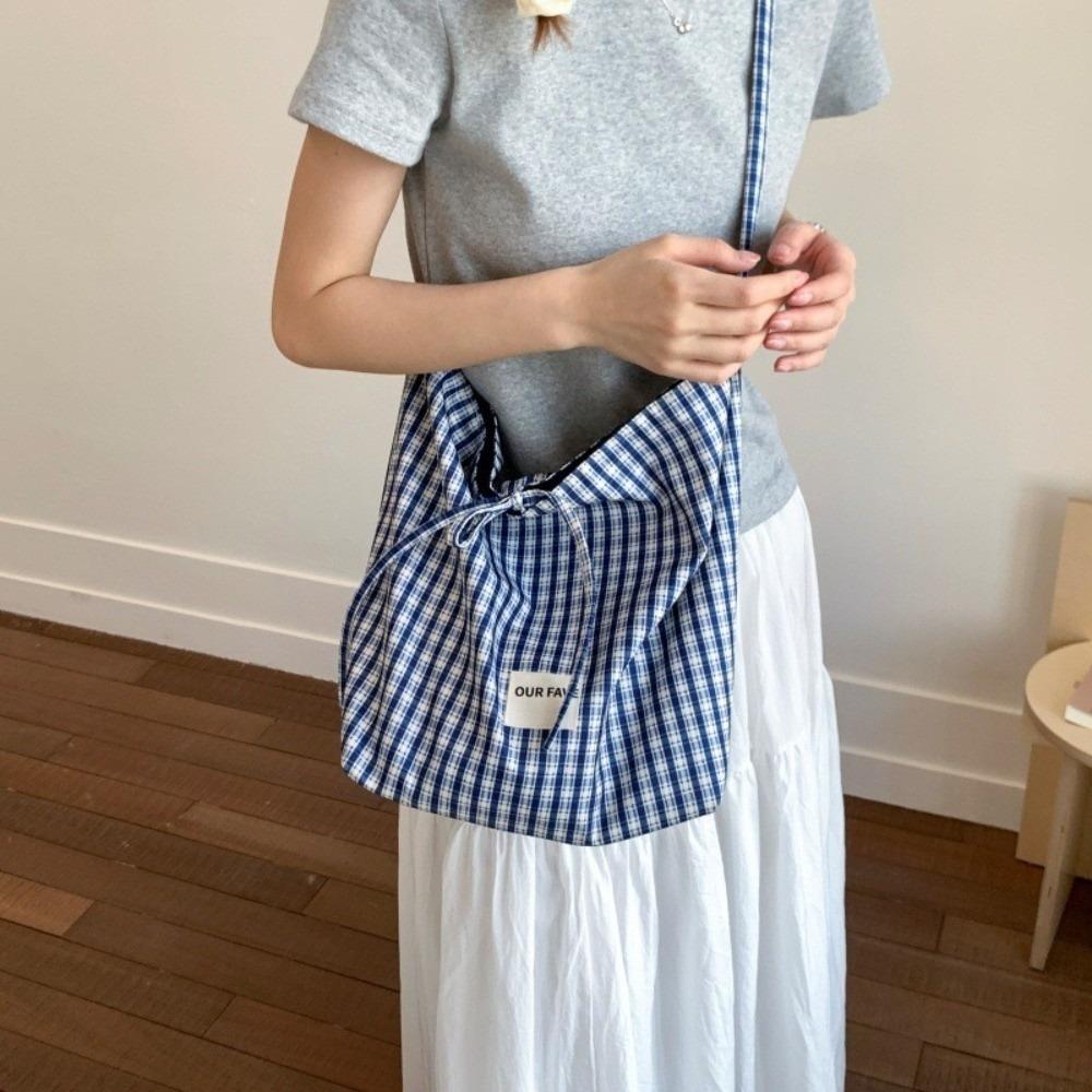 

Large Capacity Leopard Shoulder Bag Simple Underarm Bag Fashion Plaid Crossbody Bags Handbags Blue