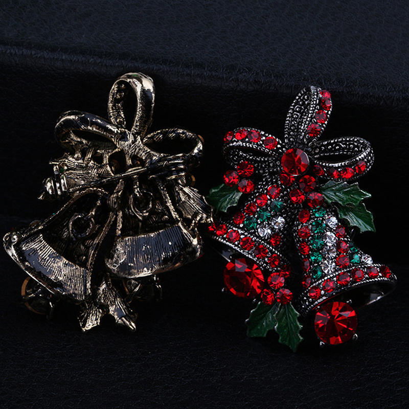 Badges Christmas Suits Pins Creative Gift Bow Corsage Restore Brooch Exquisite Elegant Christmas Brooch Bell Alloy Rhinestone Corsage Collar Pin