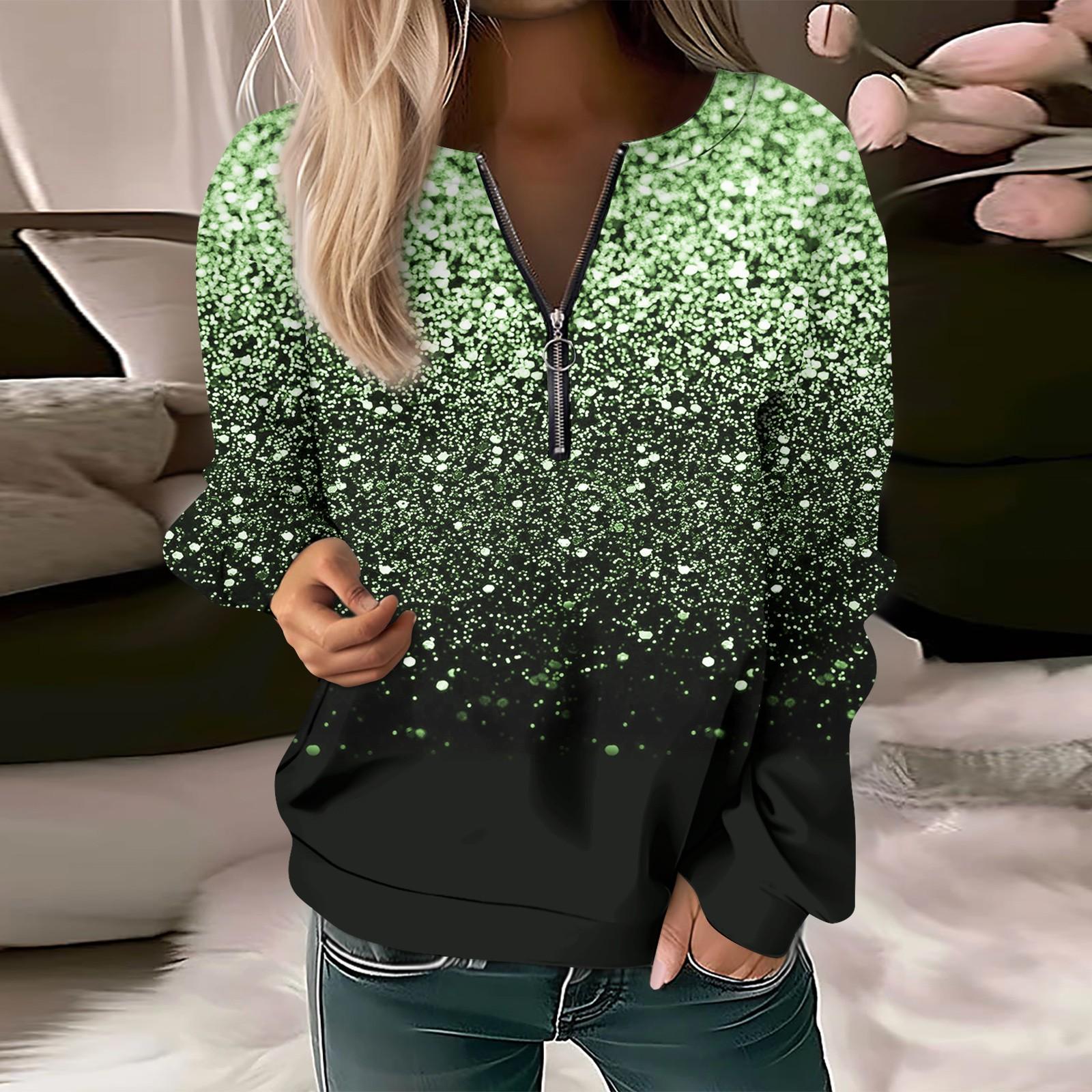 

Женский повседневный свитер с длинным рукавом, на молнии, с принтом цветов, свитшот, повседневная верхняя одежда на осень XXL зелёный