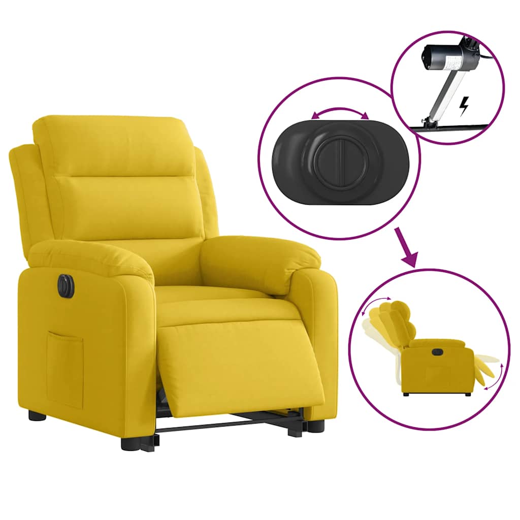 Recliner Chair with Lift Assist Electric Yellow Velvet