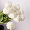 45cm White Artificial Camellia Bouquet 3Pcs Yellow Real Touch Faux Flowers for Home Decor Wedding DIY Floral Arrangements