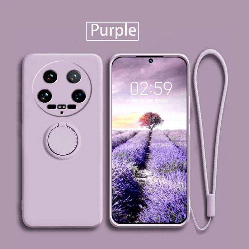 Case Fro Xiaomi 14 Ultra Liquid Silicone Ring Holder Soft Phone Cover for Xiaomi 14 Ultra Shockproof Back Fundas Xiaomi 14Ultra