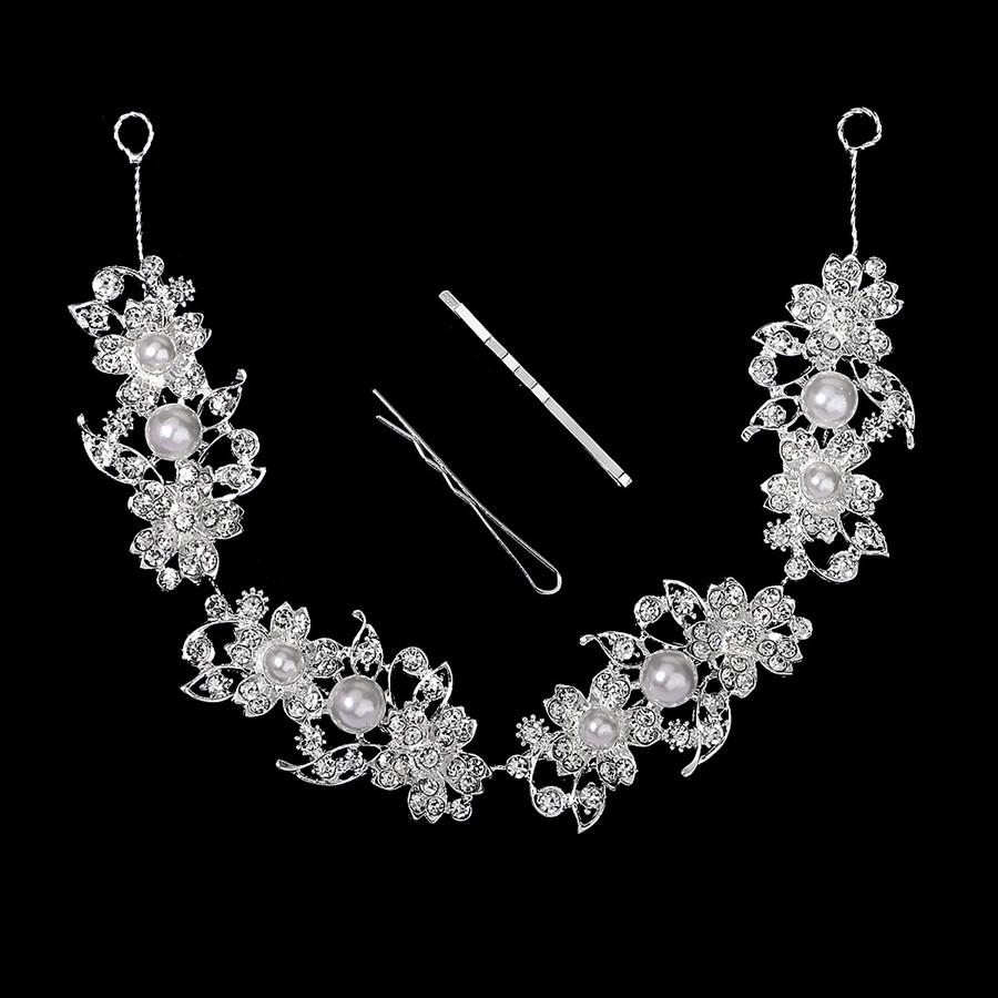 

Хорошо продаются Жемчужные повязки для волос серебристого цвета, Лозы, Ручная работа, Медные хрустальные повязки на голову для свадебных причесок, Женские украшения, новинка